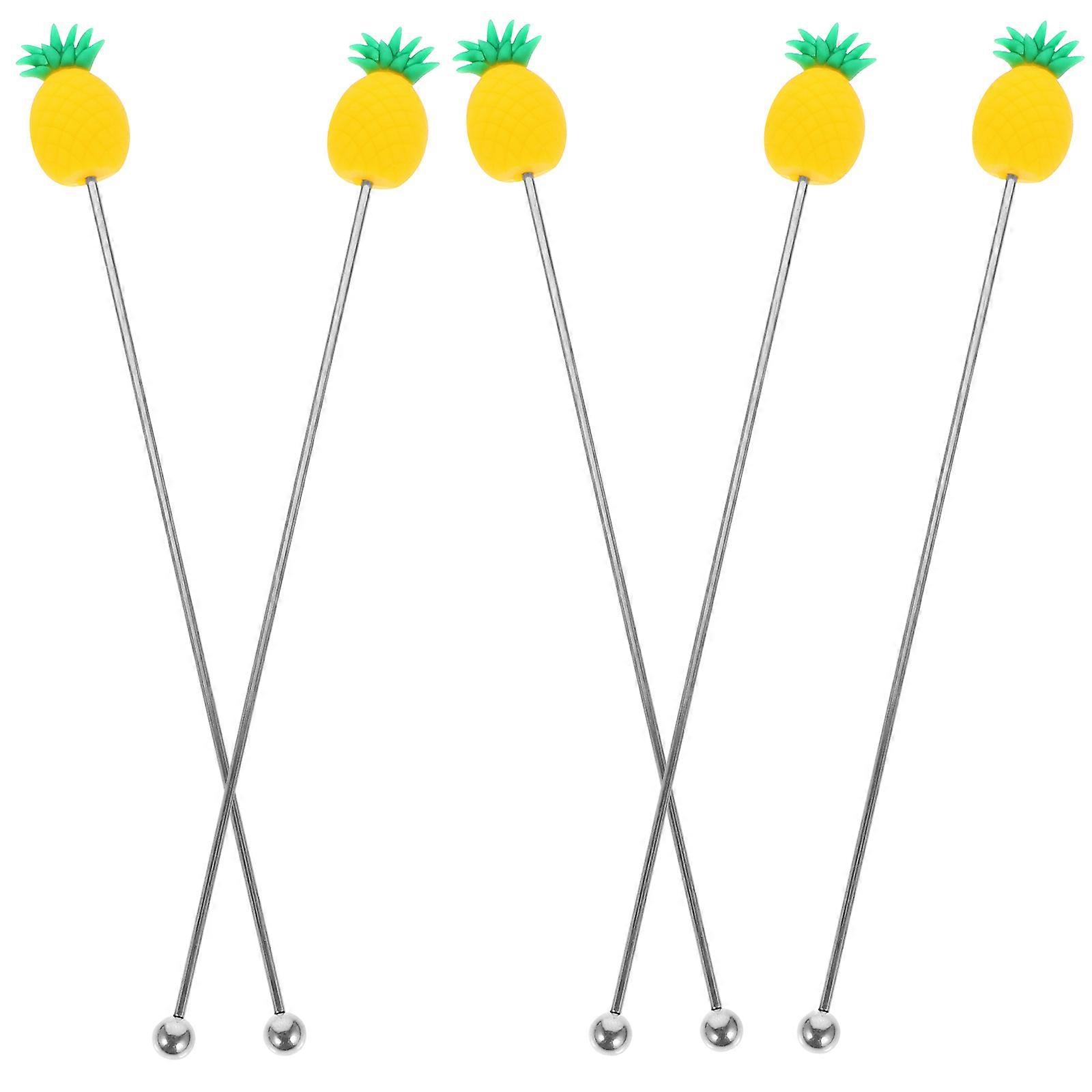 Golden Reusable Coffee Stir Sticks for Cocktail Drinks Made of Stainless Steel and PVC 5 Pieces