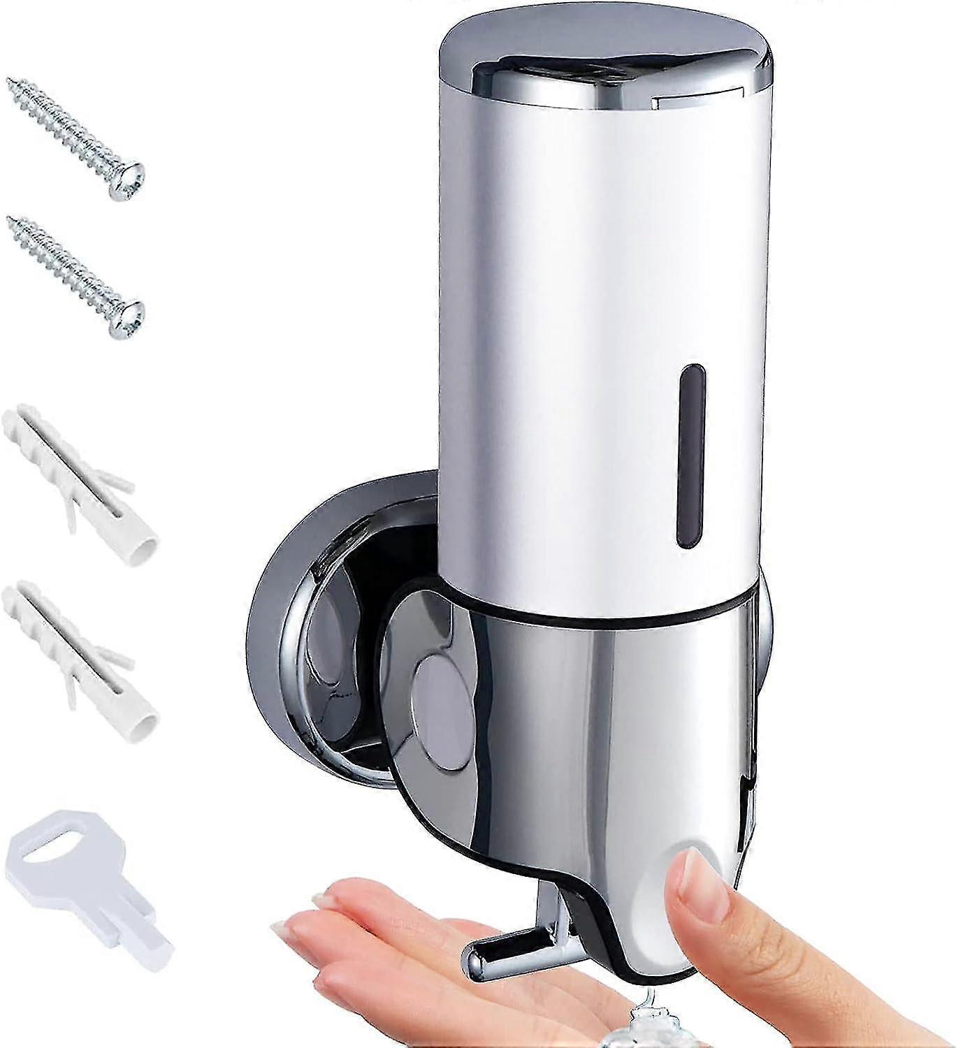 500Ml Soap, Wall Mounted Hand Soap Dispenser, Manual Kitchen Soap, Shampoo And Shower Gel Dispenser, Bathroom Wc Hotel (500ml Silver Single Bottle)