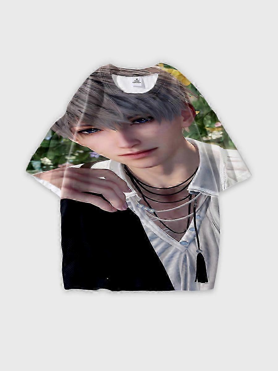 Stylish Round Neck T-Shirt Featuring Role Pattern in Comfortable Short Sleeve - E2111