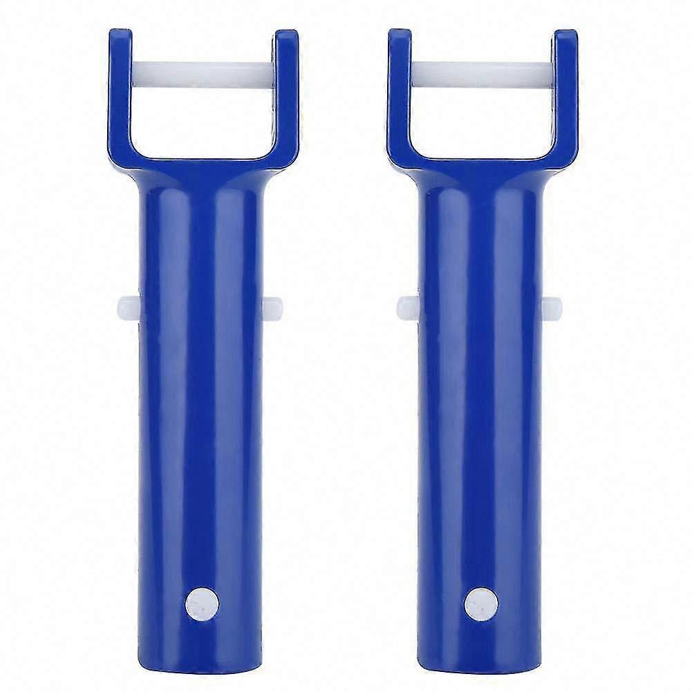 Pool V Head Handle Brush Clip Accessory 2PCS Blue Plastic