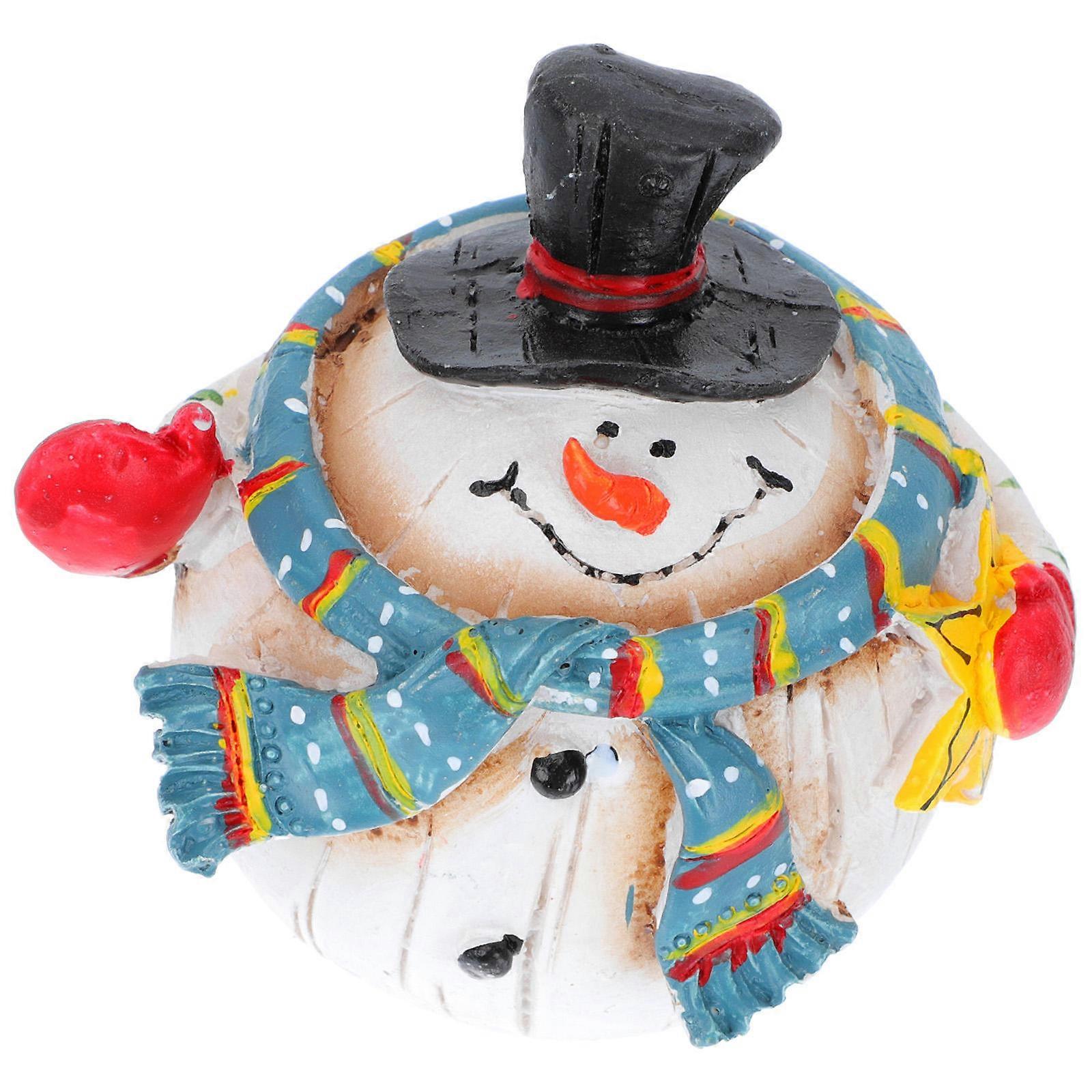 Christmas Snowman Adornment Resin Craft Home Decoration Festive Atmosphere Creation 8x8x8cm 1Pc