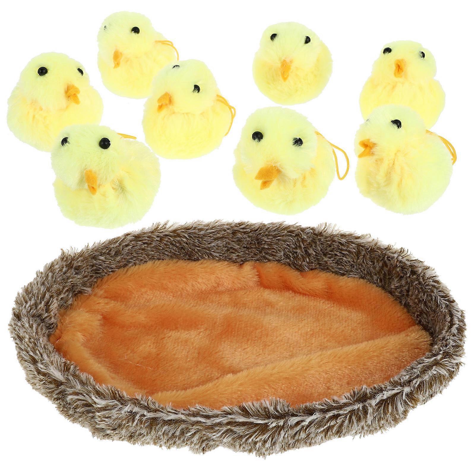 Mini Chicken Figure Assorted Color Plush Chicks Toys for Decor Made of Fabric and PP Cotton 5 Pack