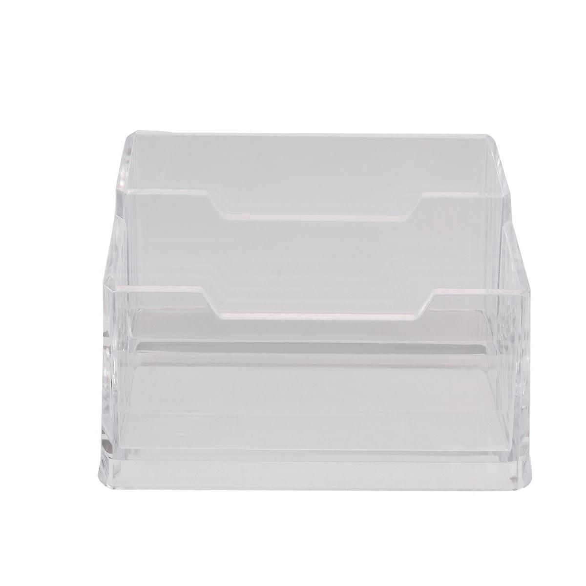 Transparent Acrylic Business Card Holder for Desk Organization Safe Double Lattice Design