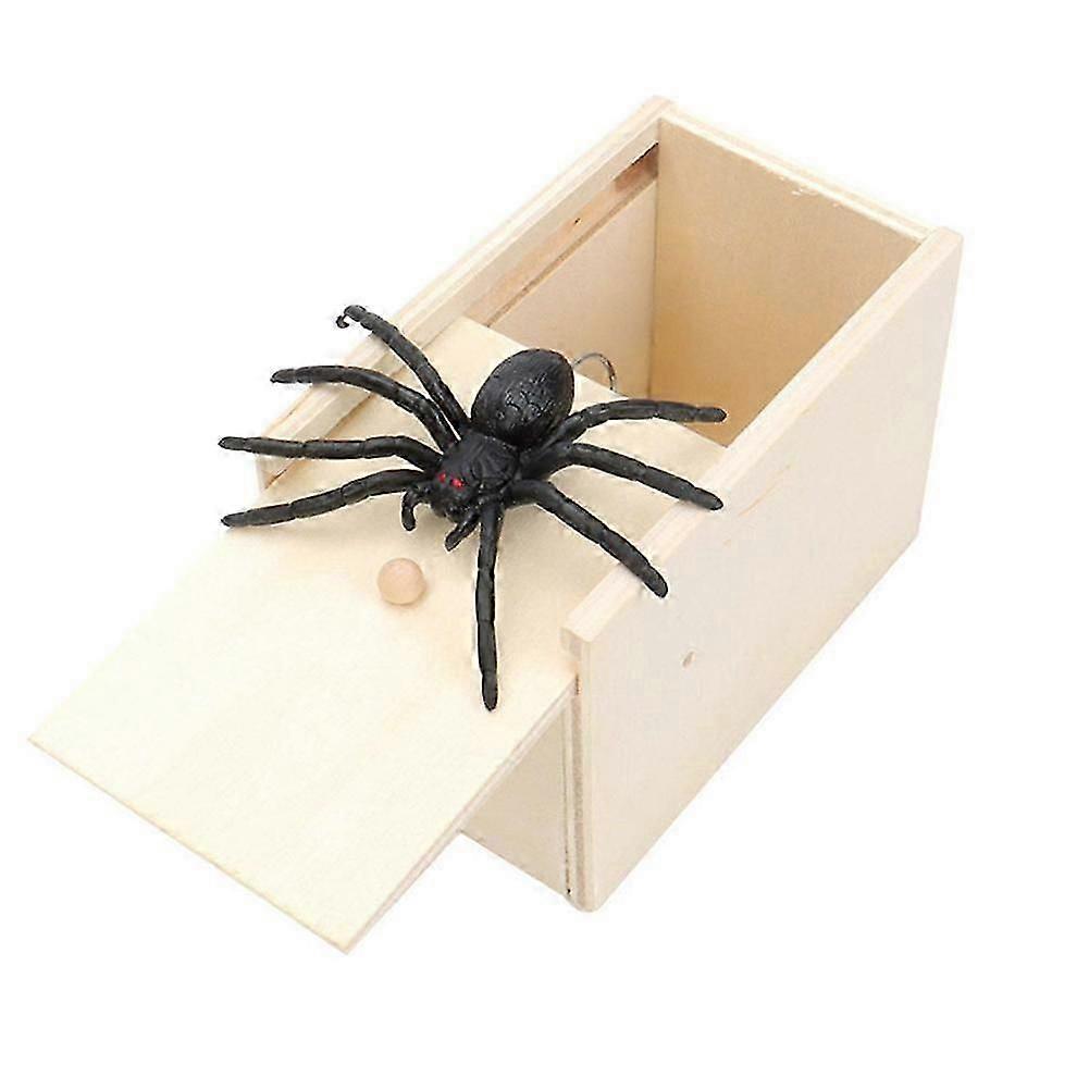 Wooden Prank Spider Scare Box Hidden in Case Trick Gag Play Joke Toys