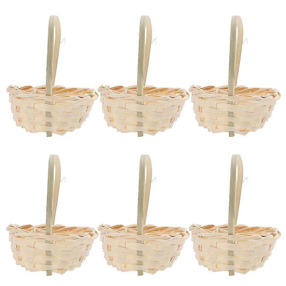 Mini Beige Bamboo Basket for Storage and Home Decor 6 Pieces Multipurpose Tiny Baskets