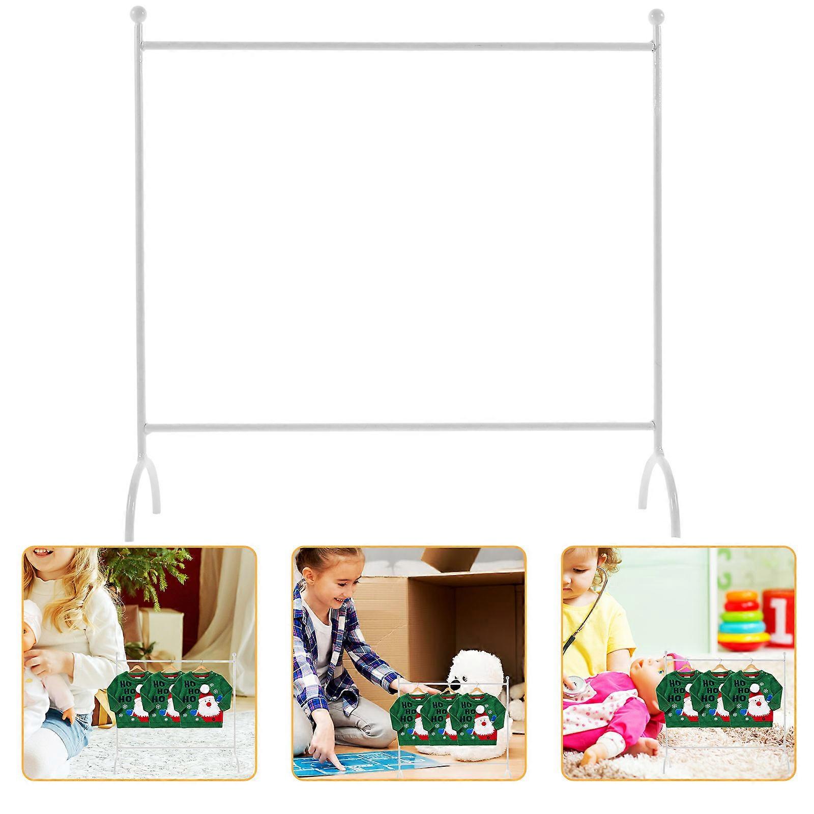 Miniature Metal Doll Clothes Rack – Smooth Polished Hanger with Rounded Corners for Dollhouse Storage and Display