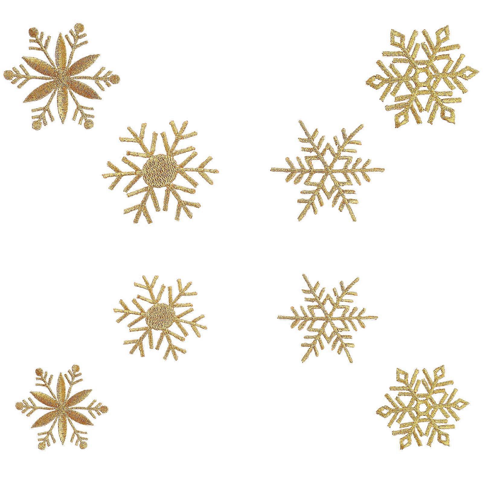 Embroidered Patches For Clothes Snowflake Embroidery Patch Diy Applique Patch Christmas Photography Props Polyester Thread 8Pcs