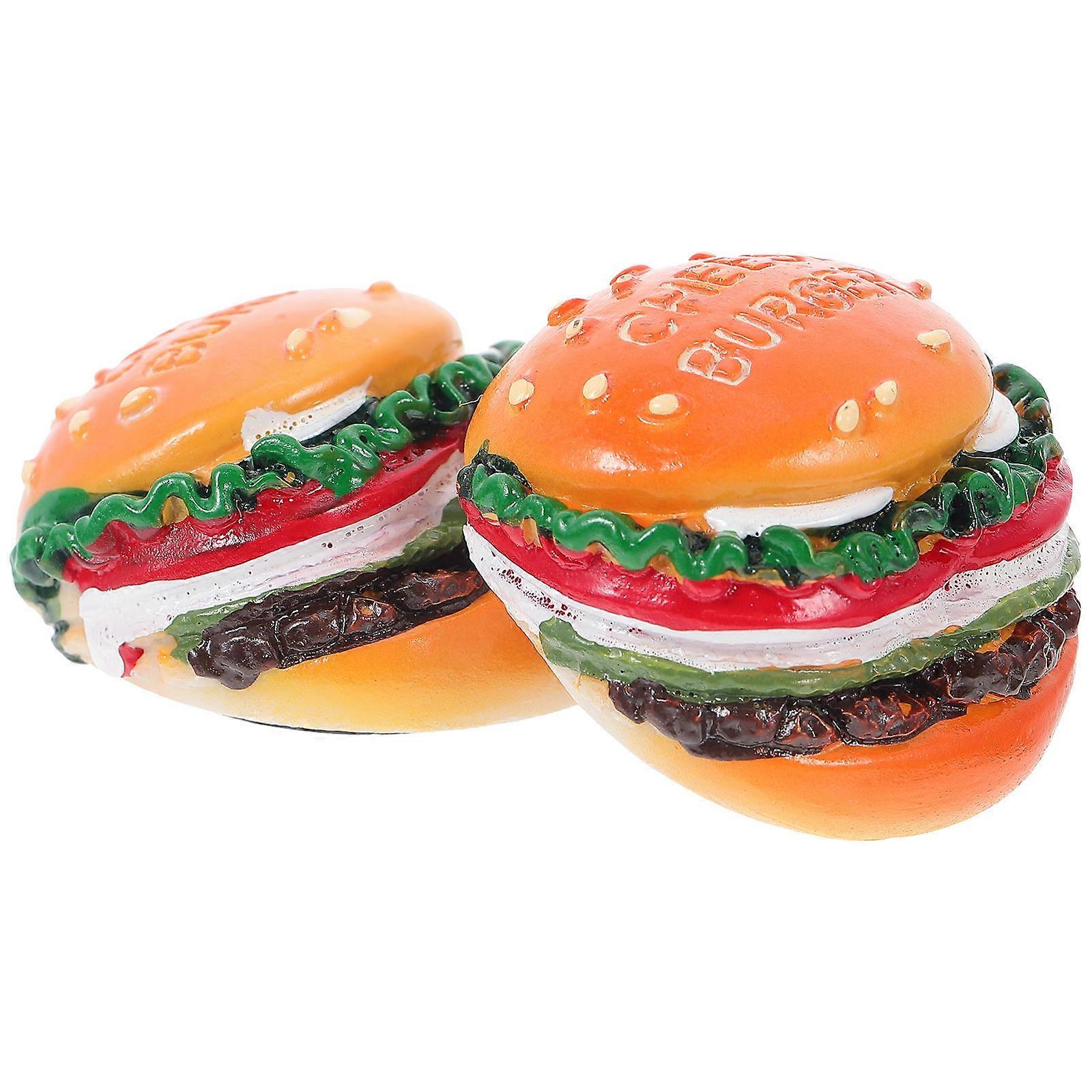 Burger Decoration 2Pcs Lovely Resin Shape Design Fridge Accessories Kitchen Use 4x4x2.5cm Decorative