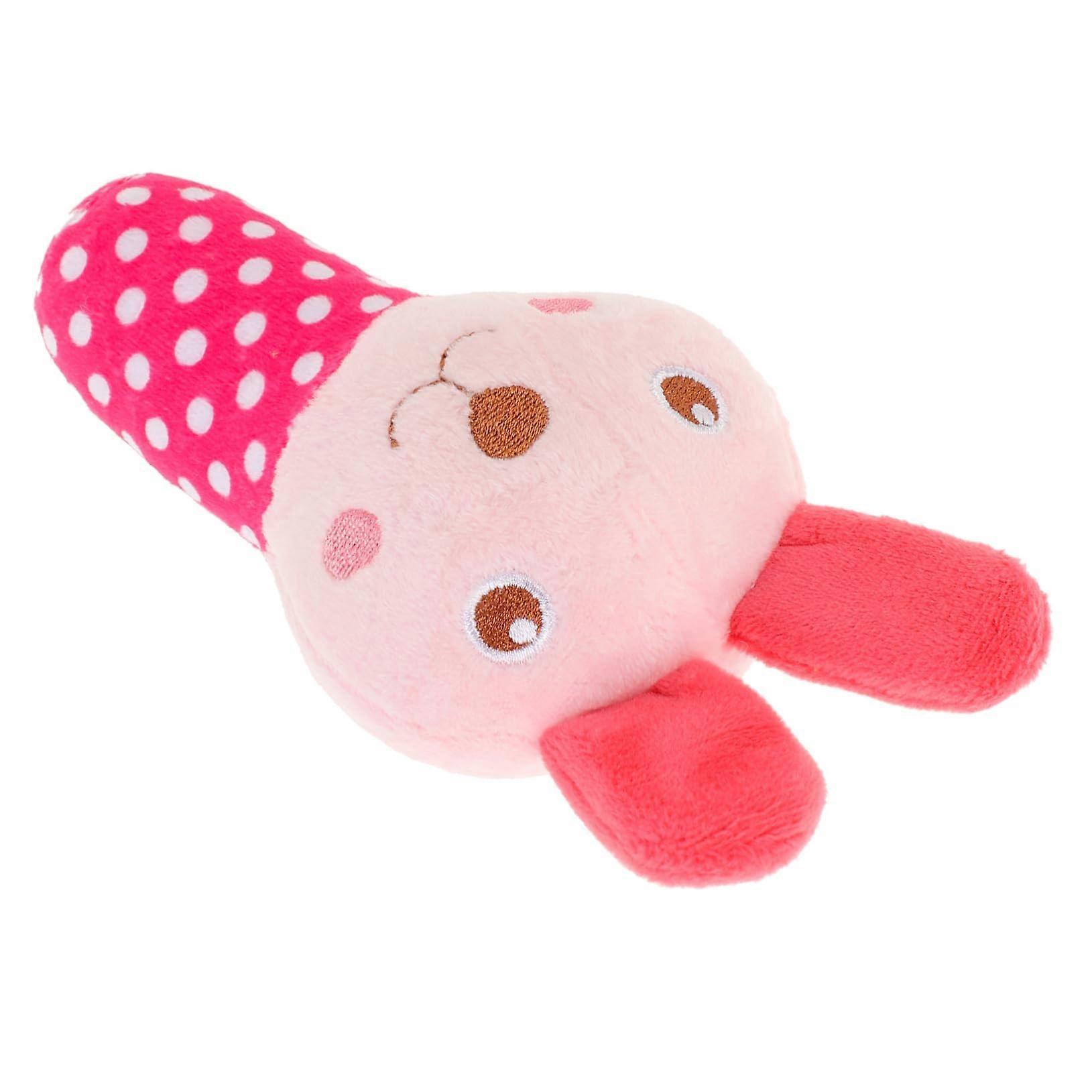 Squeaky Dog Chew Toy Plush Hamster Shape for Puppies, Soft Stuffed Pet Play Toy Pink