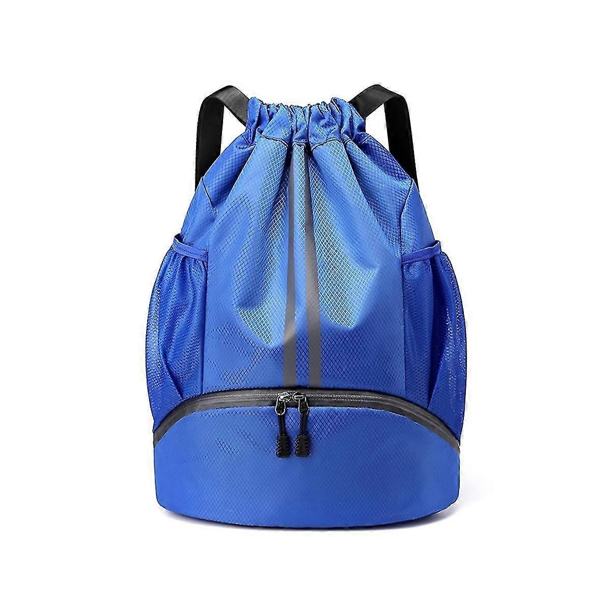 حقيبة ظهر برباط للجنسين ، حقيبة رياضية مقاومة للماء ، حقيبة رياضية متينة مع مقصورة أحذية ، للرياضة ، أزرق مدرسي