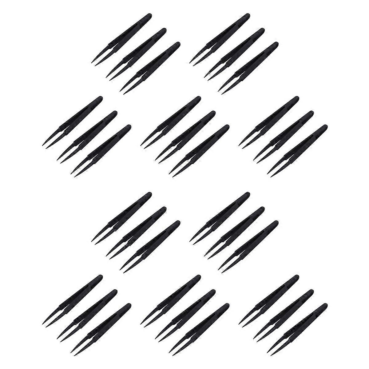 30 Pcs Black Plastic Electronic Pointy Tip Anti-Static Tweezers
