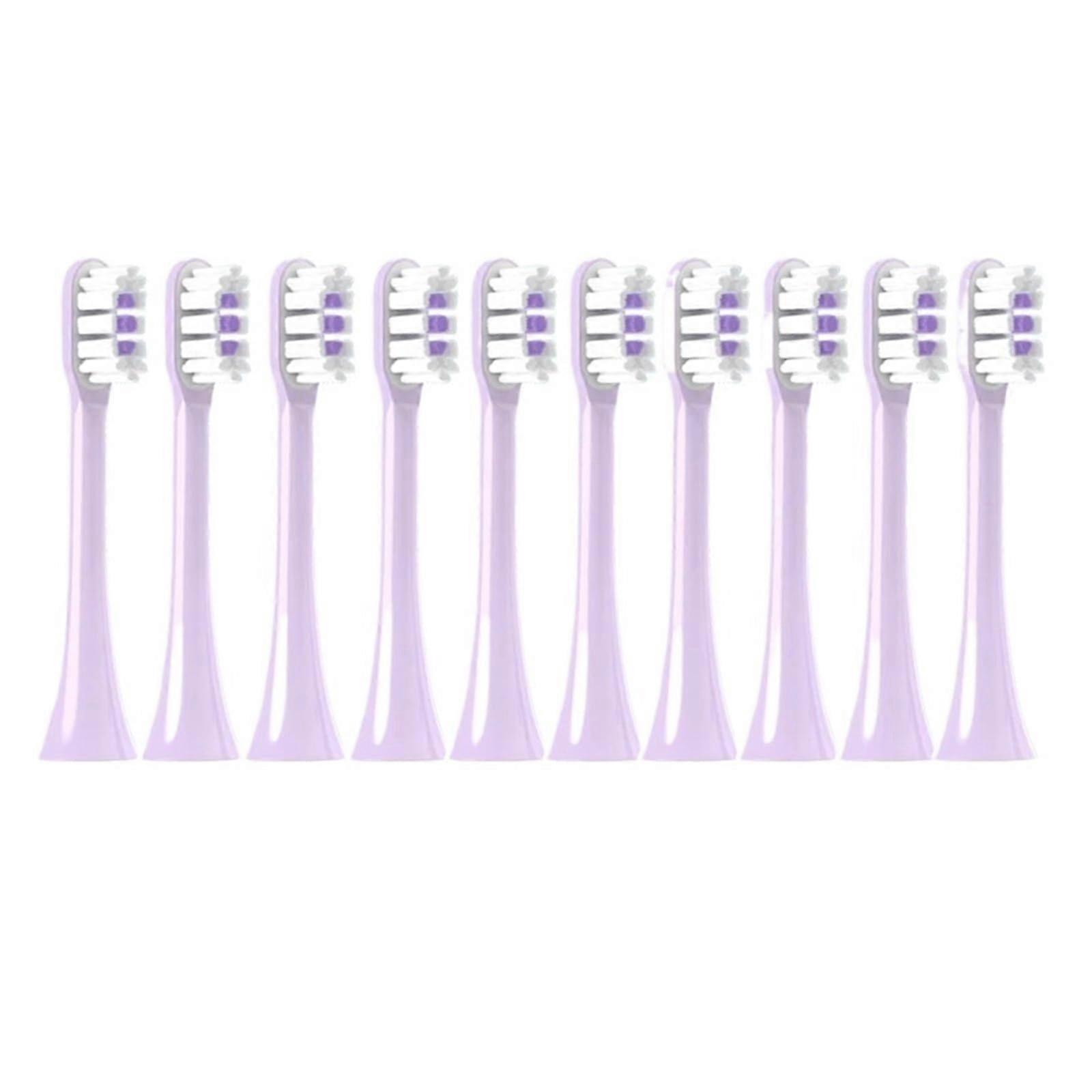 No Metal 10 Pack Copper  Replaceable Brush Heads for X3/X3 Pro/X1/V1/V2/D3/X3 Soft Bristles Sonic Refill Nozzles 10purple