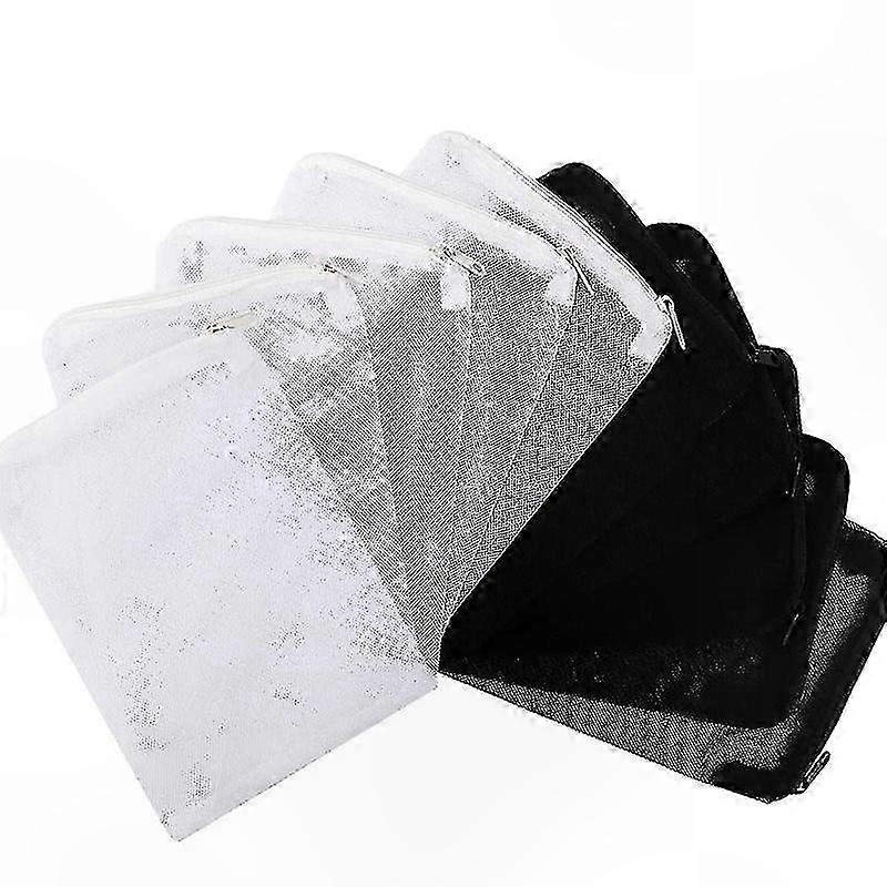 40-Pack Mesh Filter Bags with Zipper for Aquarium Use, White and Black