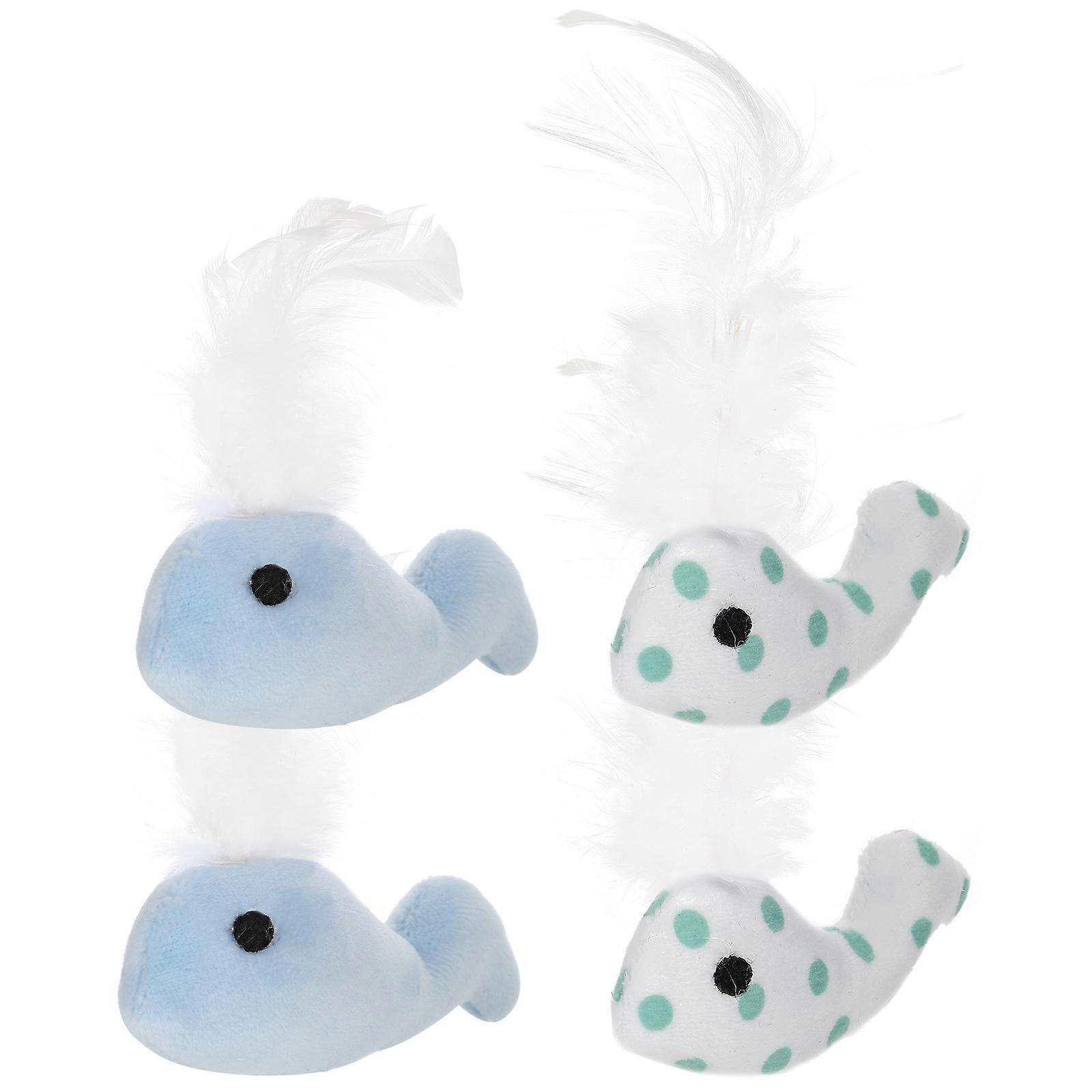 Cat Toys Plush Whale for Interactive Play 4Pcs Kitten Chew Bite Toys