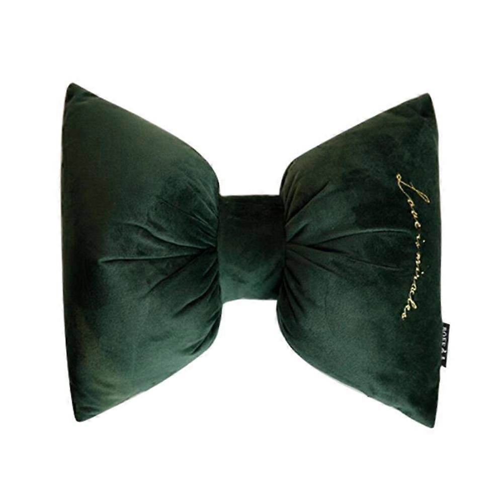 Velvet Car Neck Pillow with Fine Workmanship and Bow Shape for Comfortable Car Use Green