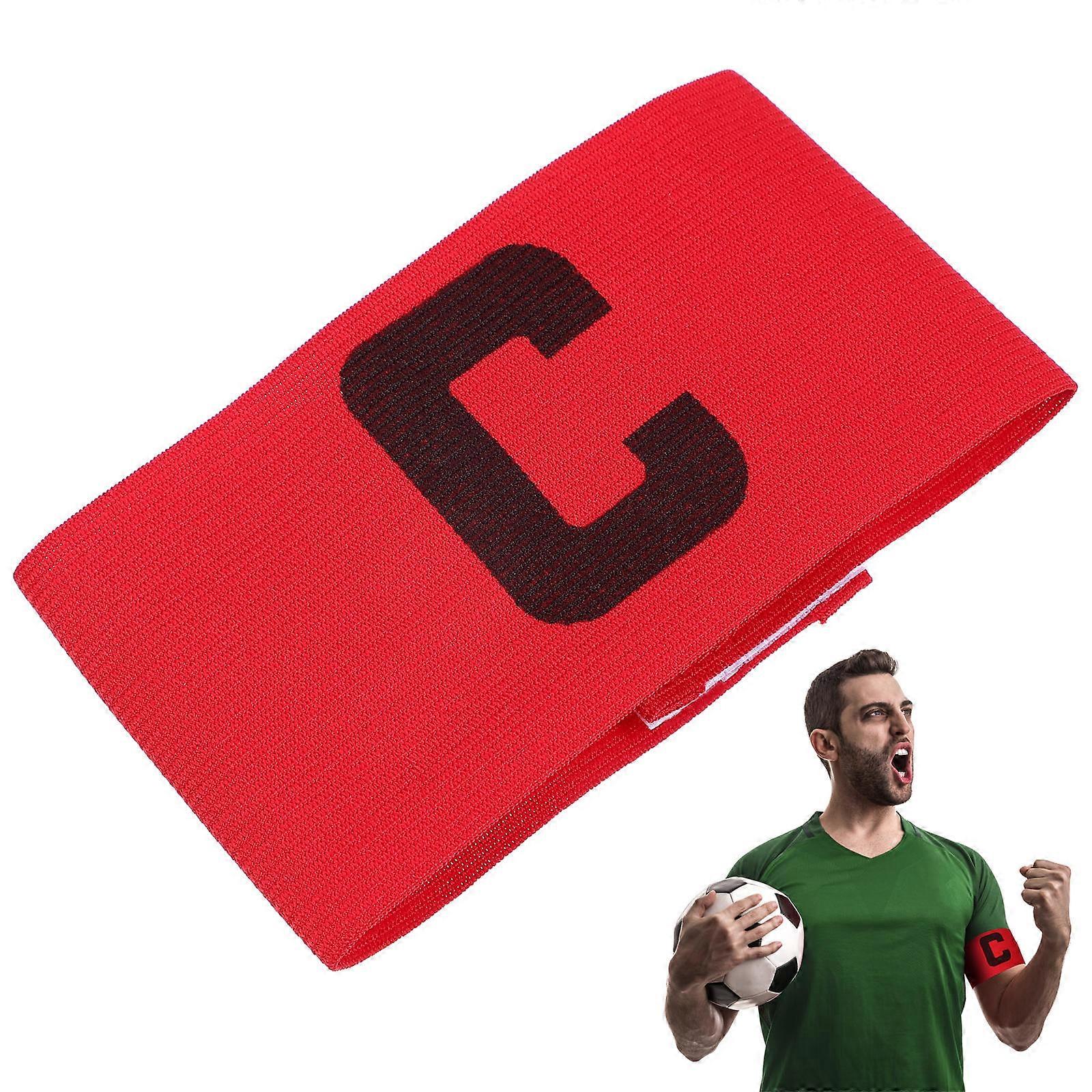 Soccer Captain Armband Made from Material Red Color Adjustable for Adult and Big Child Use Fits Sports 1 Size