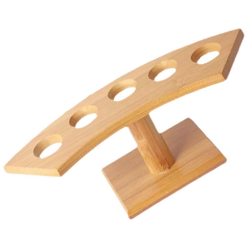Brown Wooden Ice Cream Cone Stand for Storage Use 5-Hole Design Crafted with Smooth Finish
