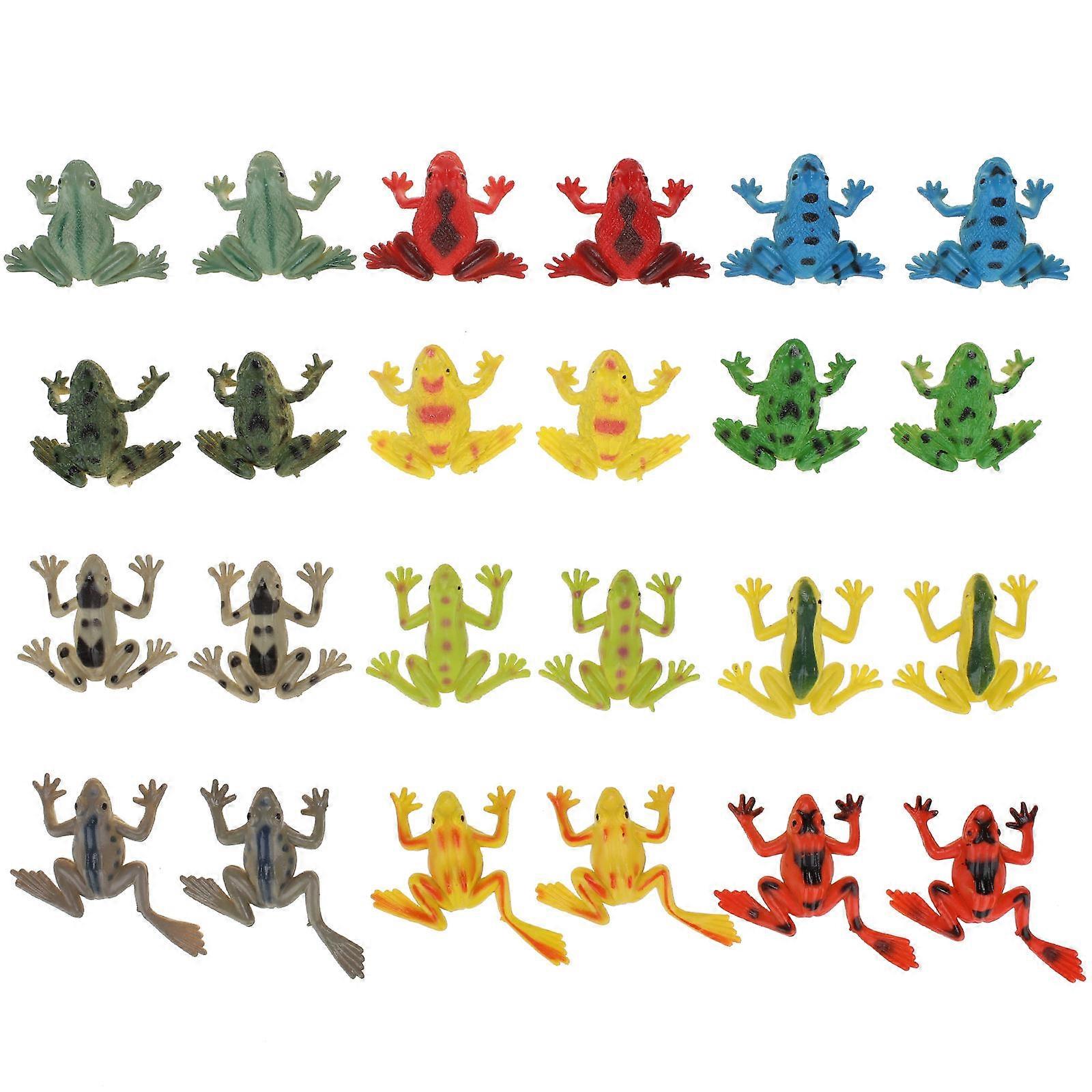 Frog Figurines Kids 24Pack Vivid Colorful Decoration For Imagination And Inspiration In Education