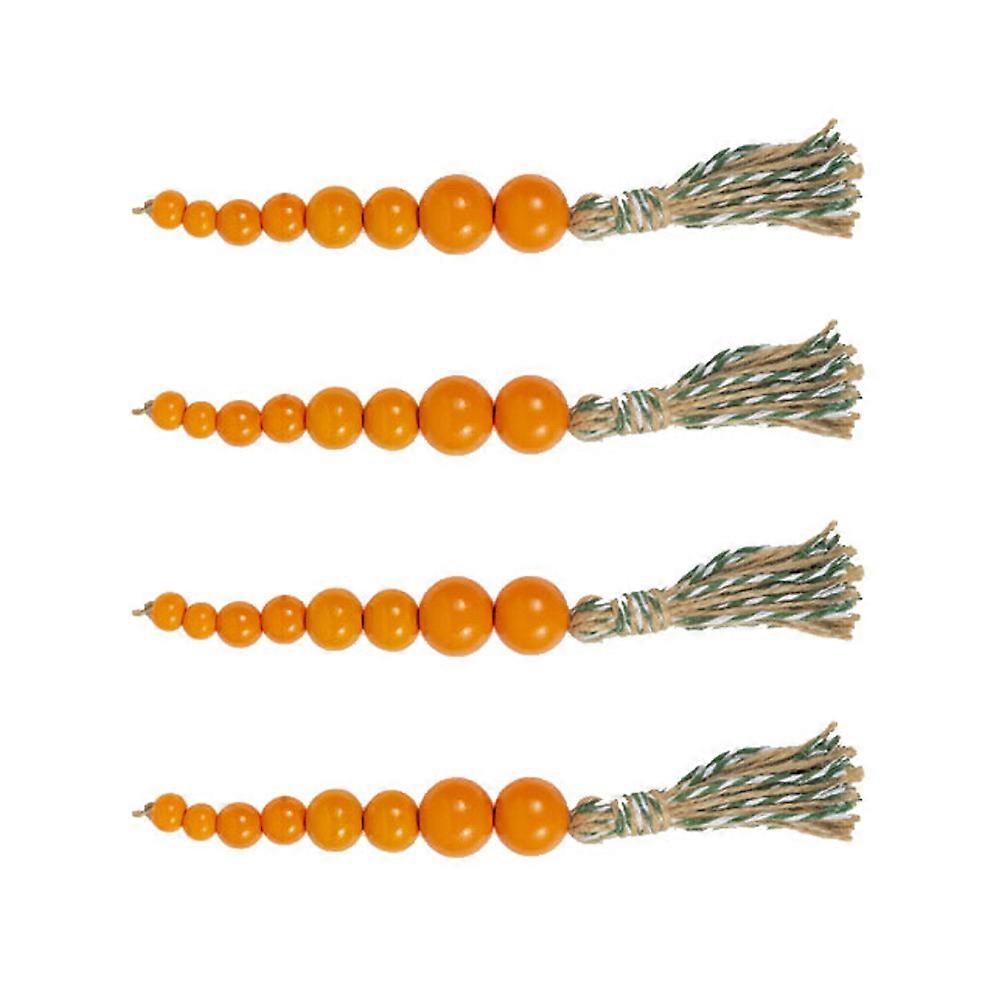 4pcs Easter Wood Bead String Decor Tassel Bead String Ornament Party Prop Decoration