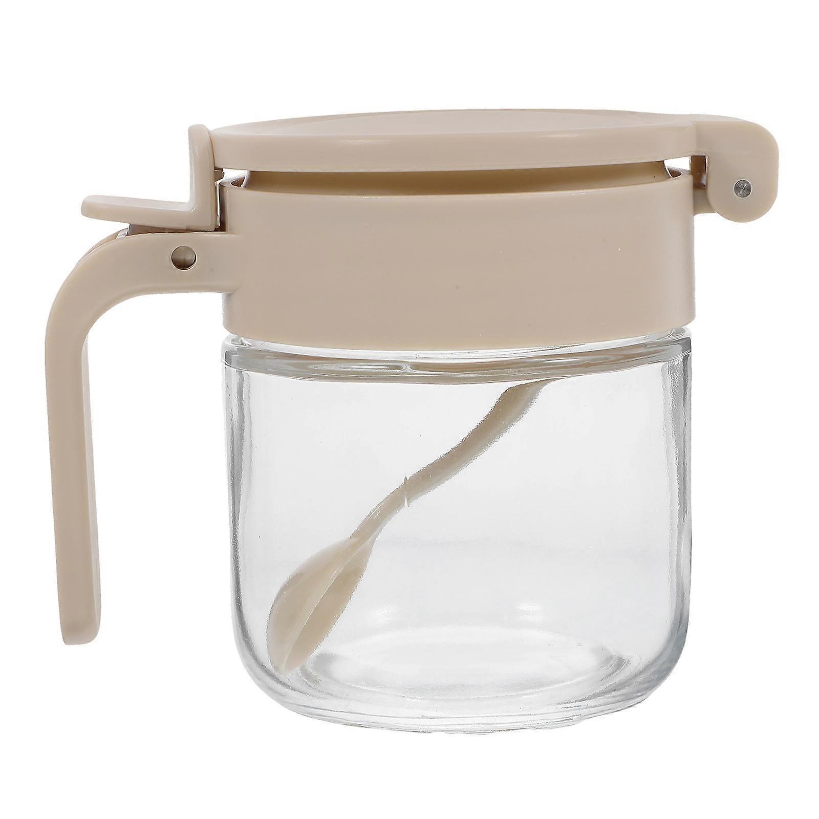 Airtight Glass Seasoning Jar with Lid and Spoon, Condiment Container for Kitchen Storage, Spice Canister for Sugar, Salt, Pepper, and Spices