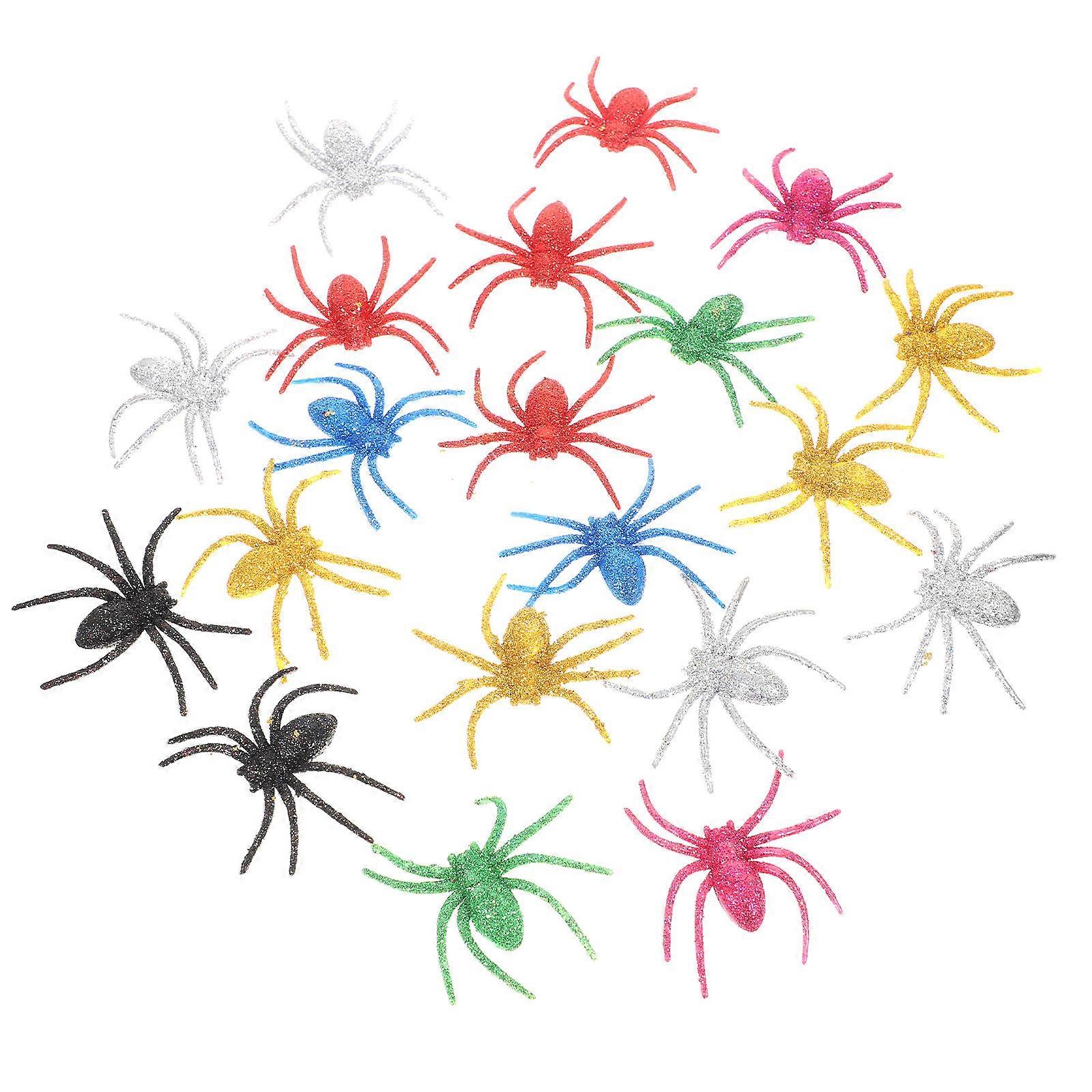20Pack Assorted Color Glitter Spiders Unique Party Favor With Realistic Shape Perfect For Halloween Celebrations