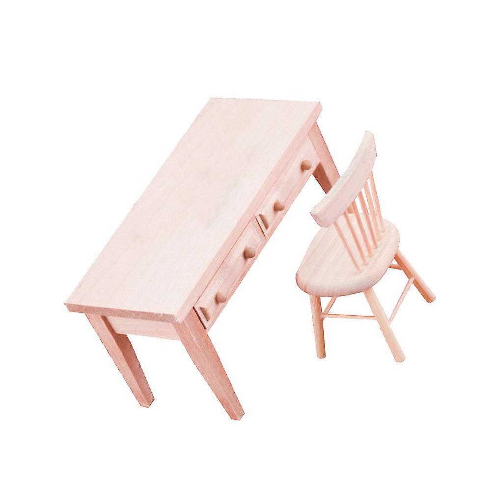 Miniature Dollhouse Décor 2 Pcs DIY Painting Supplies Set With Rectangular Desk And Chair 4.6×2.4×2.1in