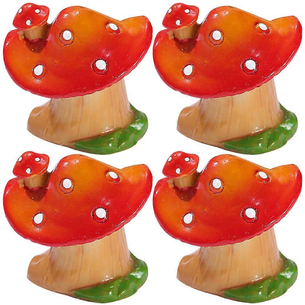 4pcs Realistic Tiny Mushroom Figurines for Fairy Garden & Micro Landscape Decor – Miniature Statues for Garden Accessories & Flower Pot Ornaments