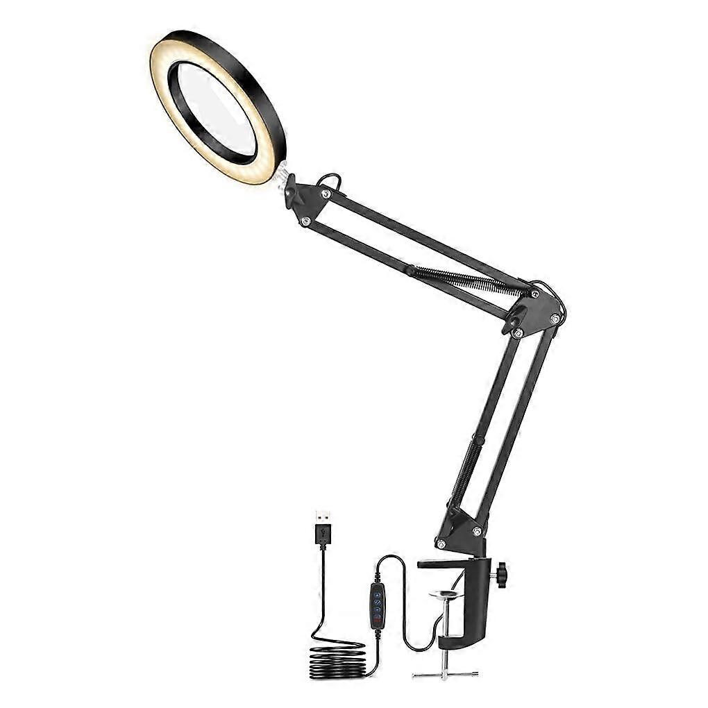 USB 3 Colours LED Magnifier for Repairs, Wide Range of Applications, Lightweight and Portable Illuminated Metal Magnifier