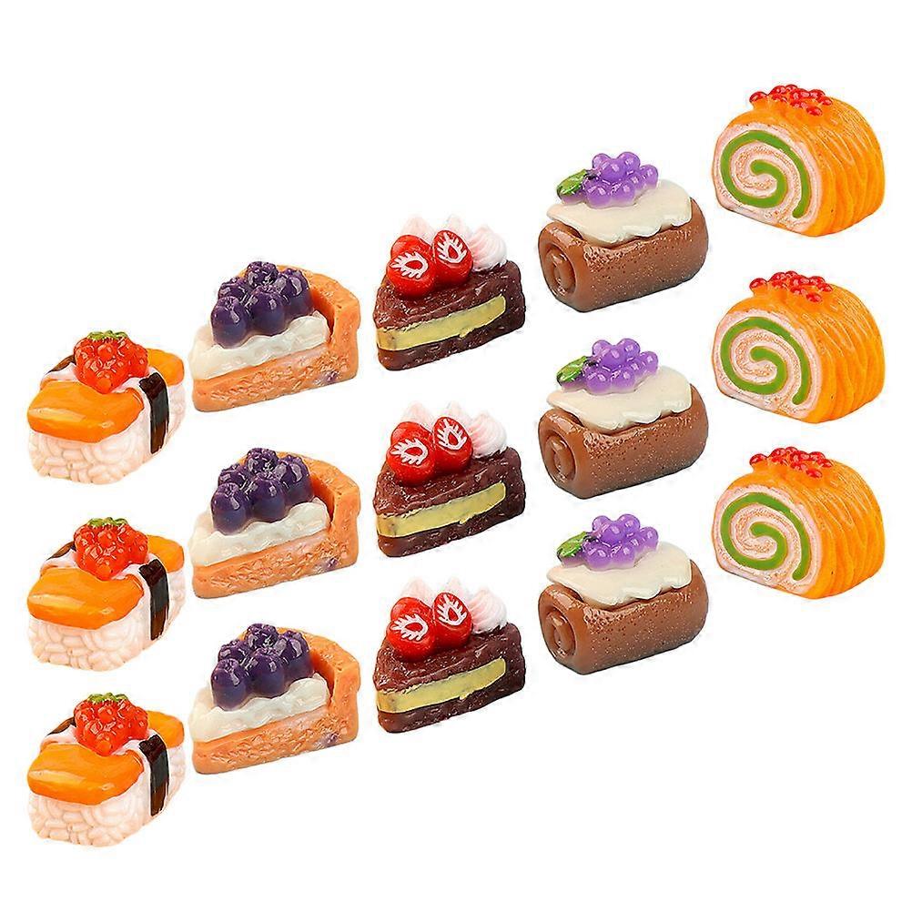 15pcs Miniature Food Models   Realistic Cake & Dessert Miniatures for Dollhouse Decor, Crafting, and Pretend Play Displays