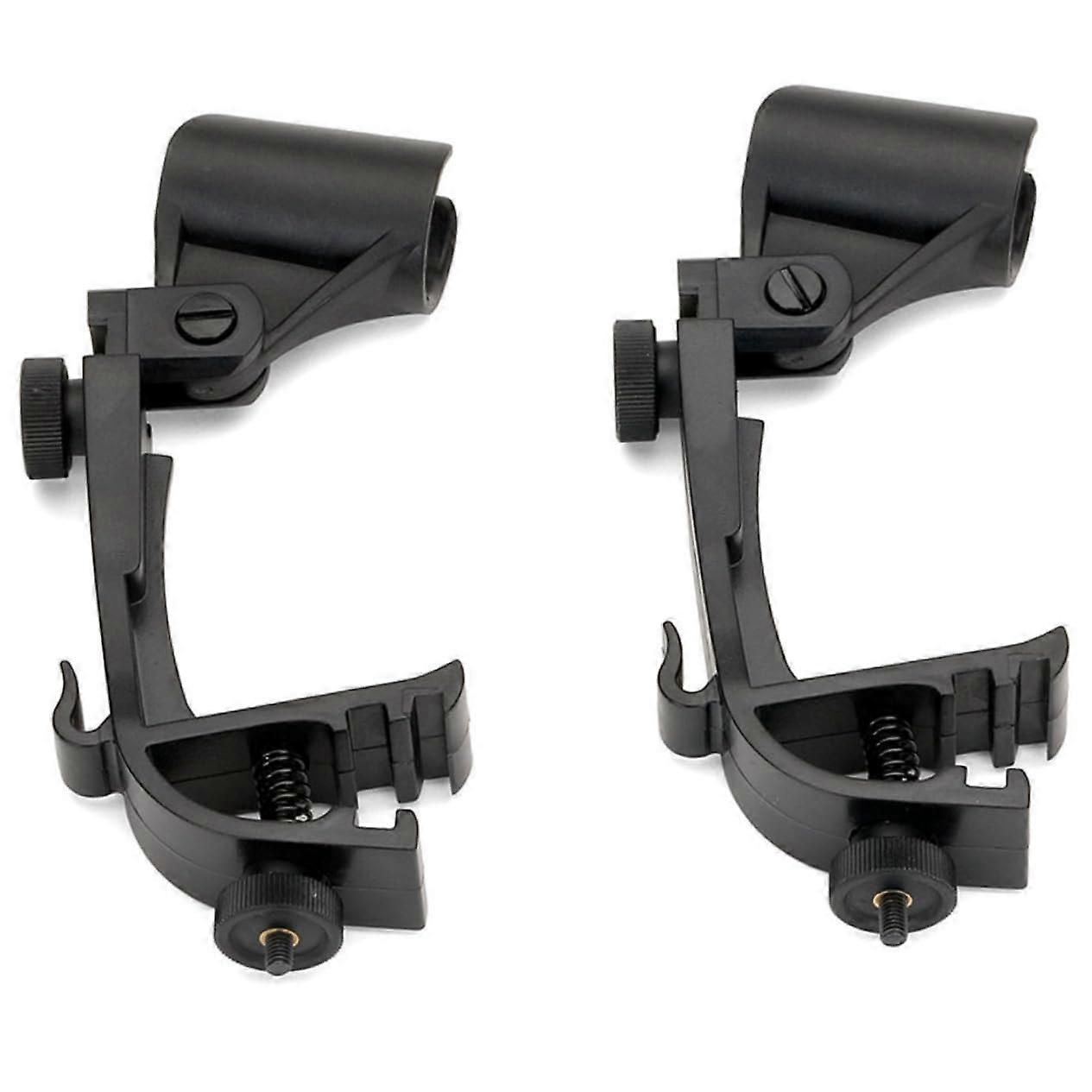 Adjustable Microphone Clip Mounts Pack of 2 Black Shockproof Clamp Tripods Wireless Mics and Stands Improves Stability