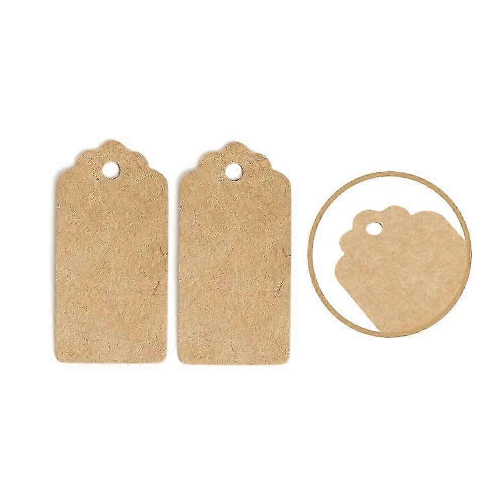 100 Pack Scalloped Kraft Paper Gift Tags, Brown, 5 x 3 cm, with String