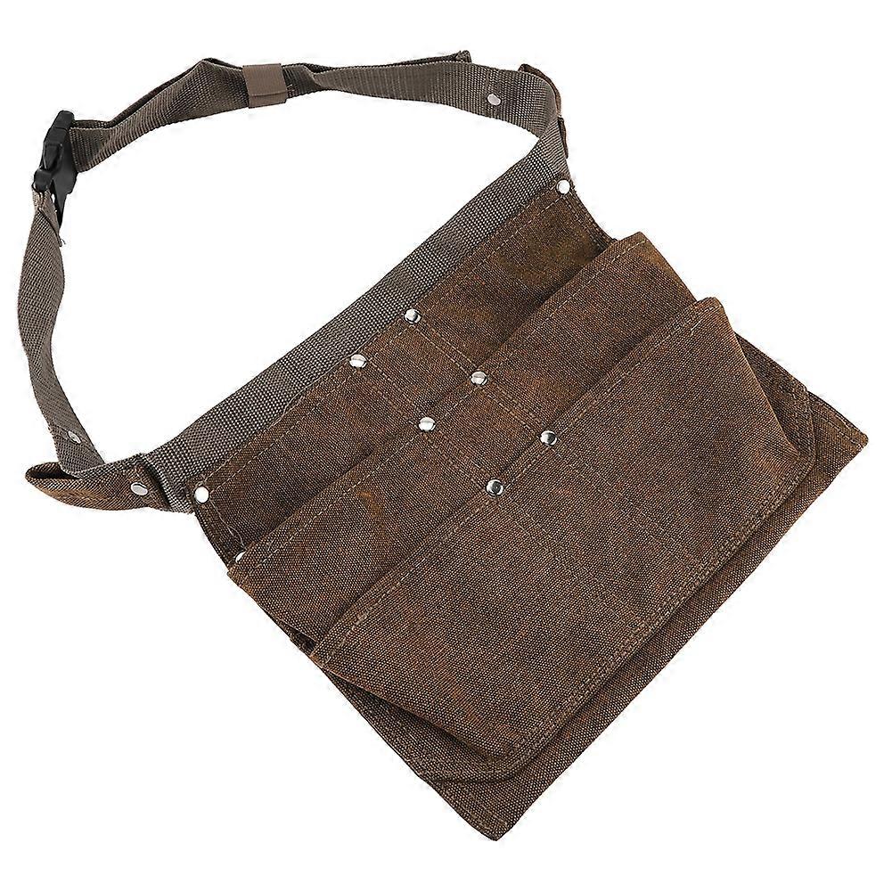 Water-resistant waxed canvas work apron with tool pockets