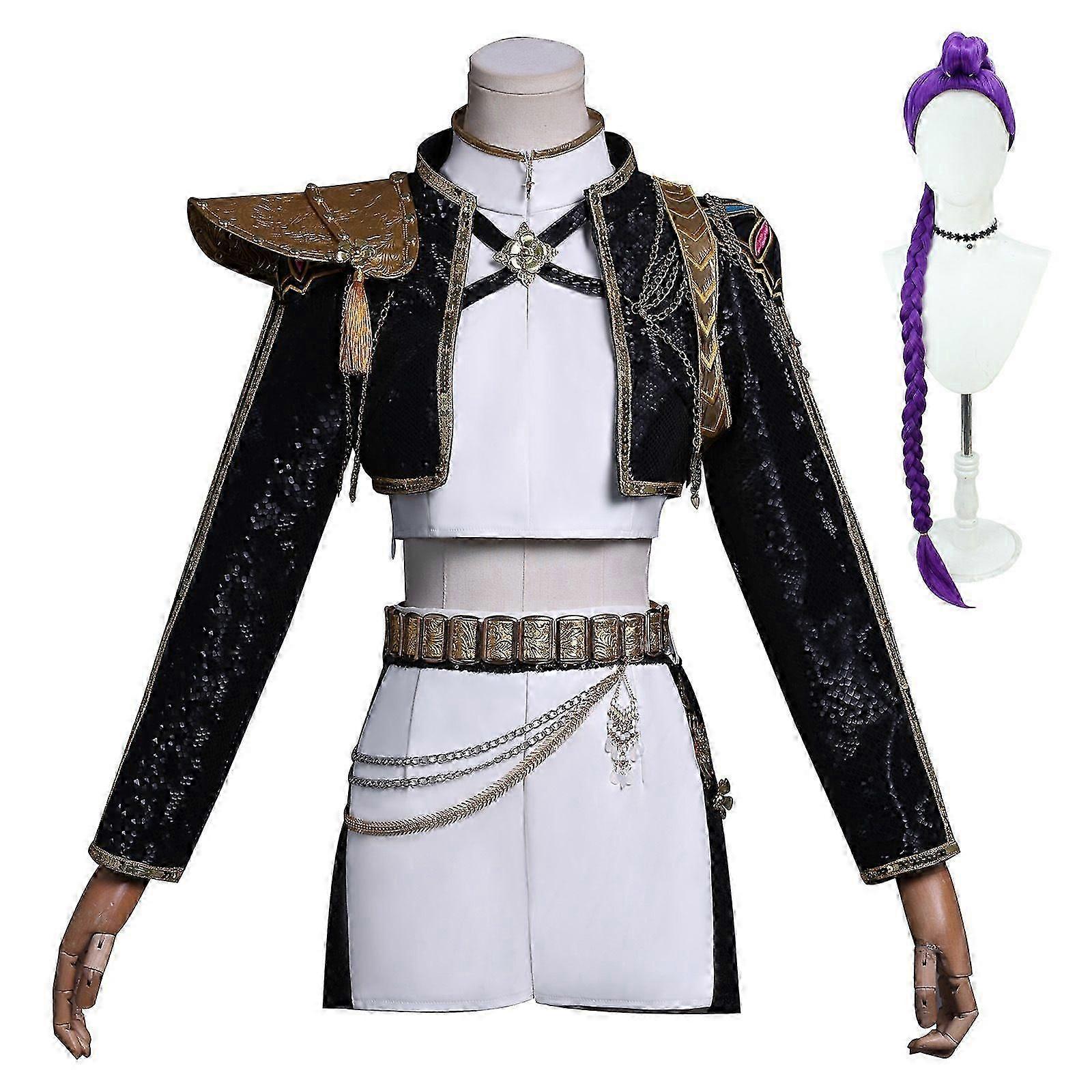 KPop デーモンハンターズルミコスプレコスチュームセットハロウィンパーティー仮装ドレスレディースブラック_c!zz21