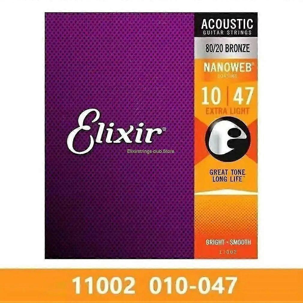Elixir アコースティックギター弦 エレクトリックプレイ用 ポピュラーミュージック ロック 80/20 ブロンズニッケル 11002 16052 16027 11-52 ギターアクセサリー