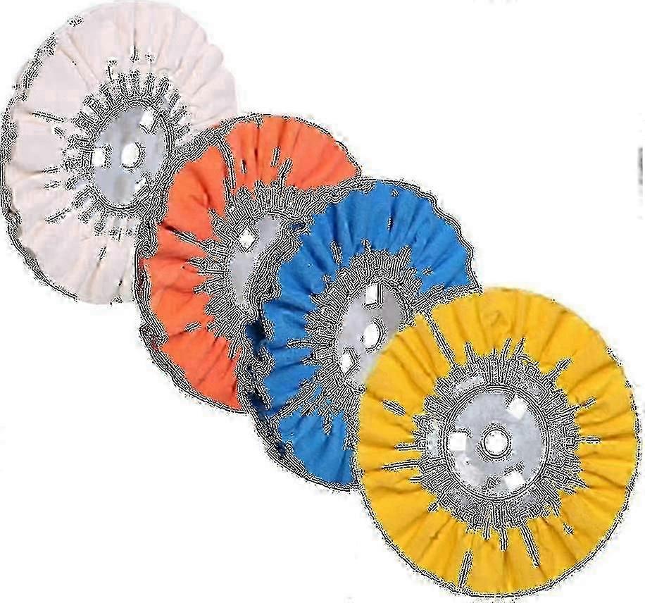 Airway Buffing Wheel Kit: 4-Piece Set with 8" Diameter and 5/8" Arbor Hole - 12 Ply for Angle Grinder