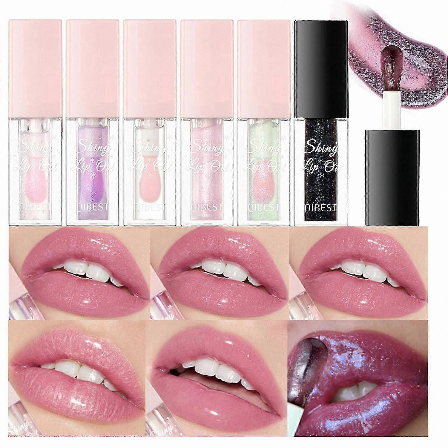 6-Piece Color-Changing Lip Gloss Set, Hydrating Lip Oil with High Shine Finish for Plump Lips