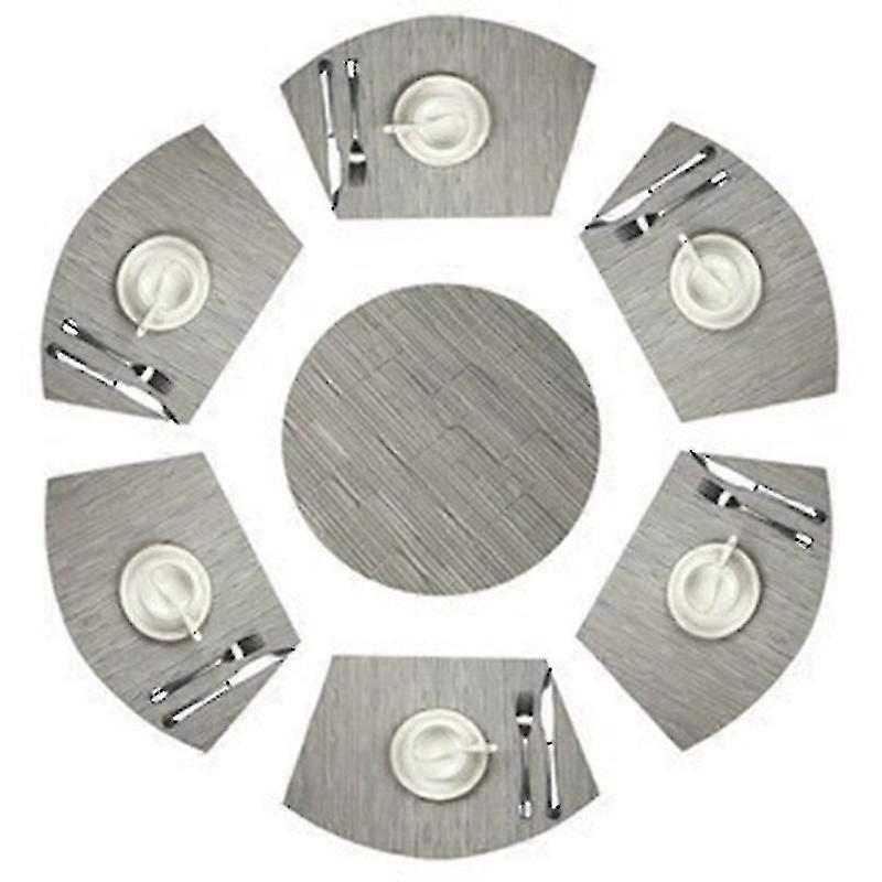 Conjunto de 7 jogos americanos de mesa redonda com tapete central resistente ao calor lavável