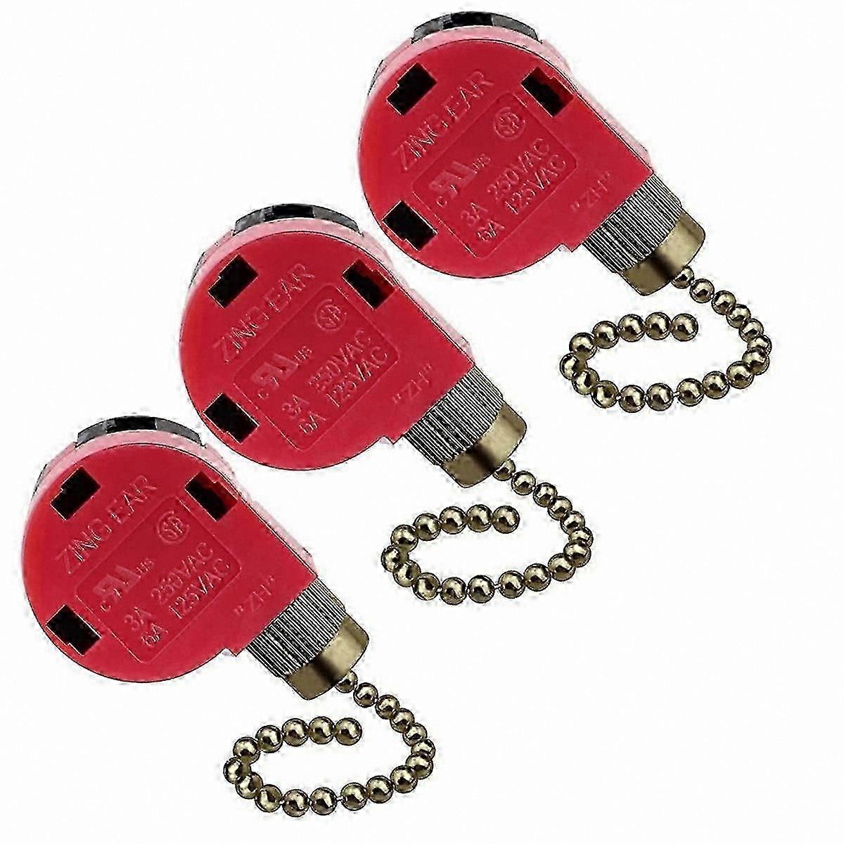3-Speed Ceiling Fan Switch with 4 Wires Replacement Pull Chain Control Copper Terminal