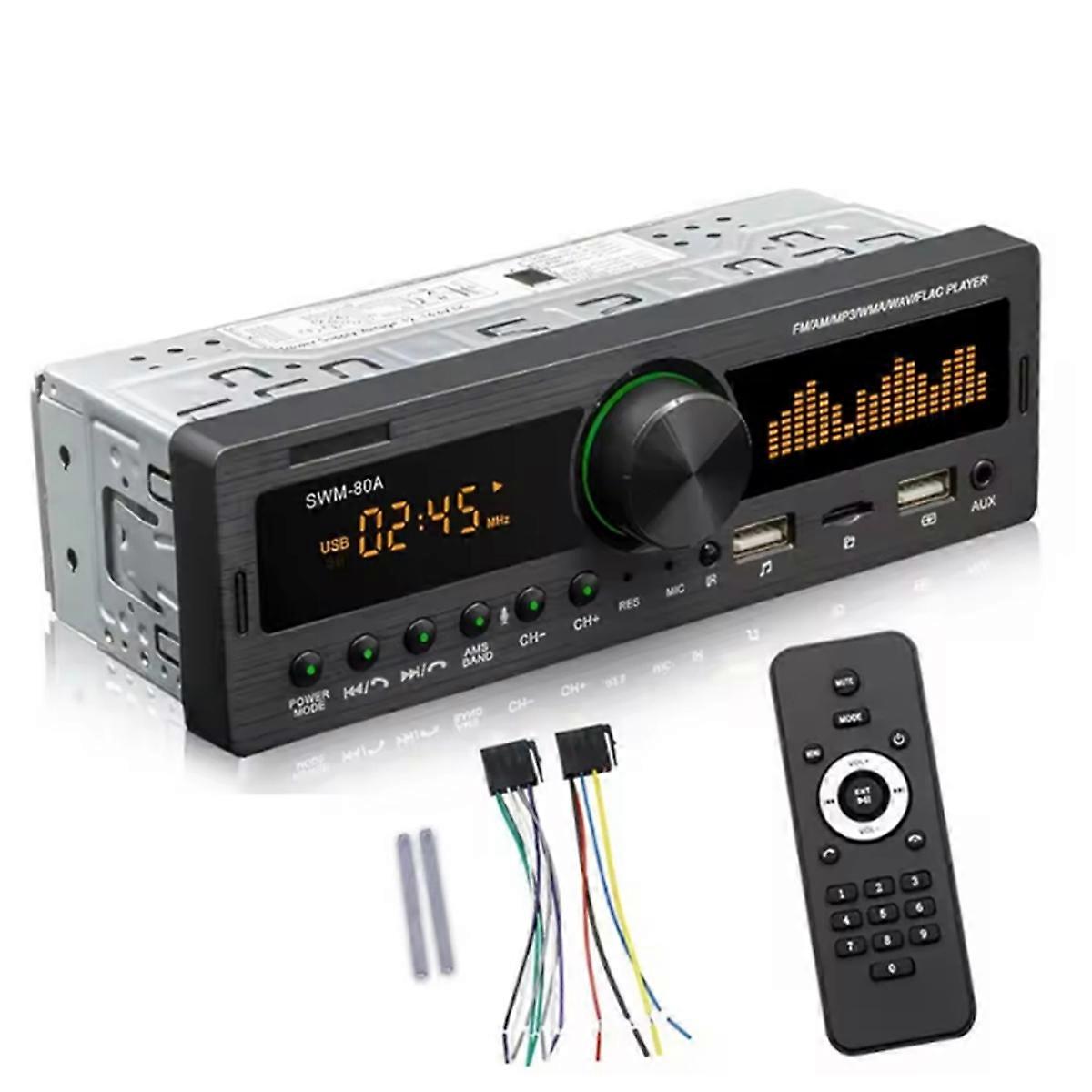 -80A Car Radio Stereo Audio Bluetooth AM FM MP3 Player SD USB Classic Stereo Audio Player APP Remote Control