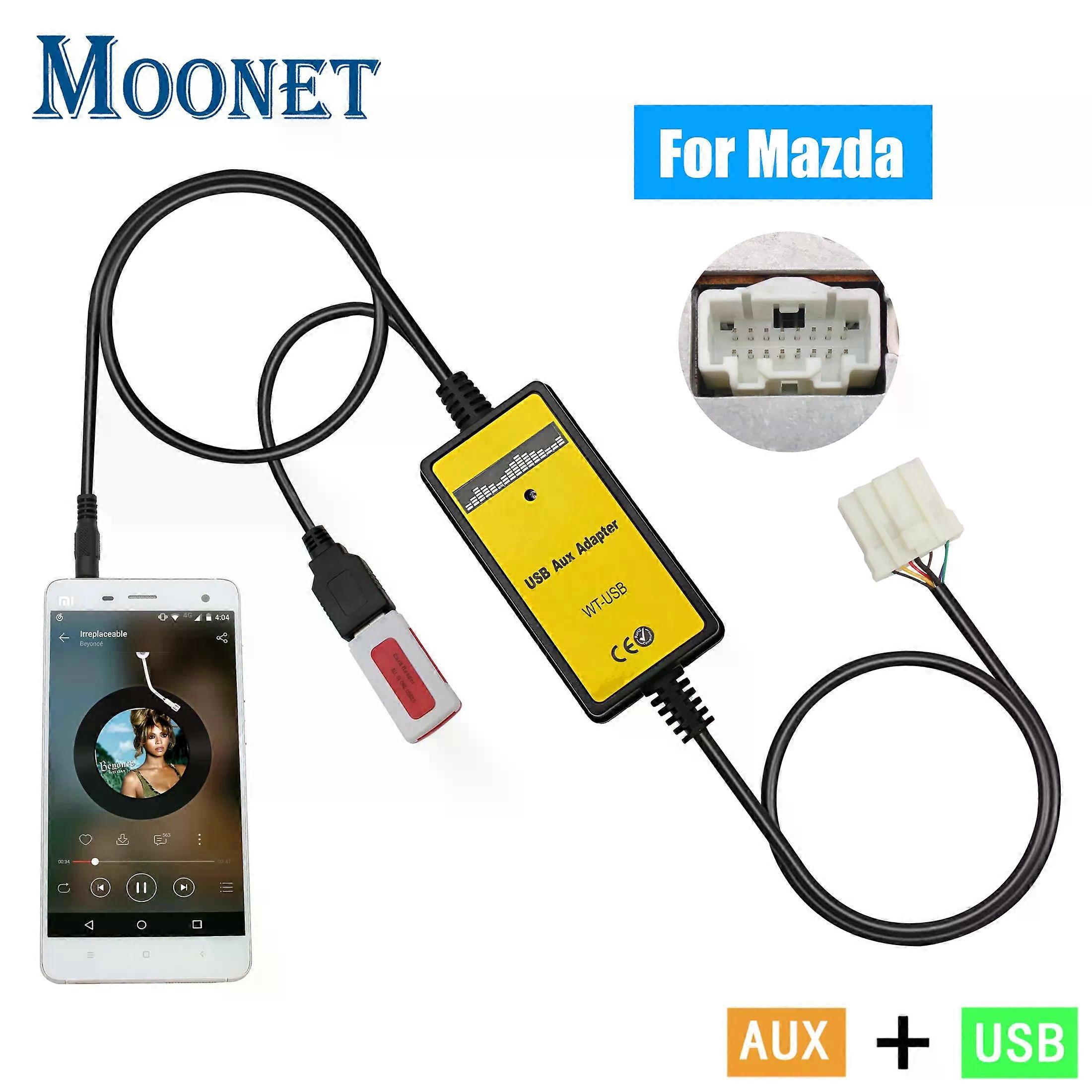 Moonet Car Audio MP3 Input AUX USB Adapter CD Changer Suitable for Mazda 3 5 6, MPV, CX7, Demio Miata/MX5