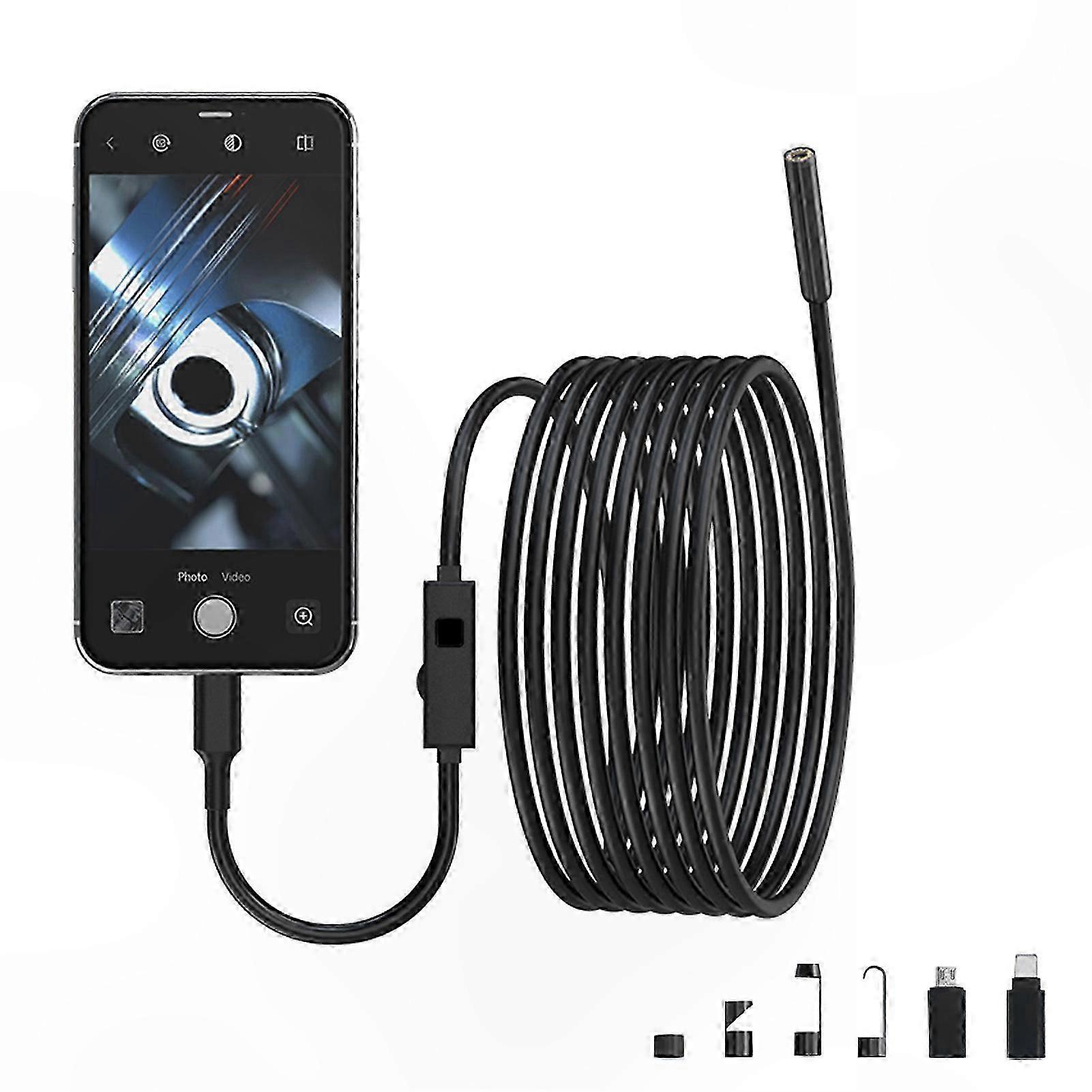 HD Endoscope Camera with 8 LED Lights, IP67 Waterproof Borescope, 16.4ft Cable for iOS and Android Devices