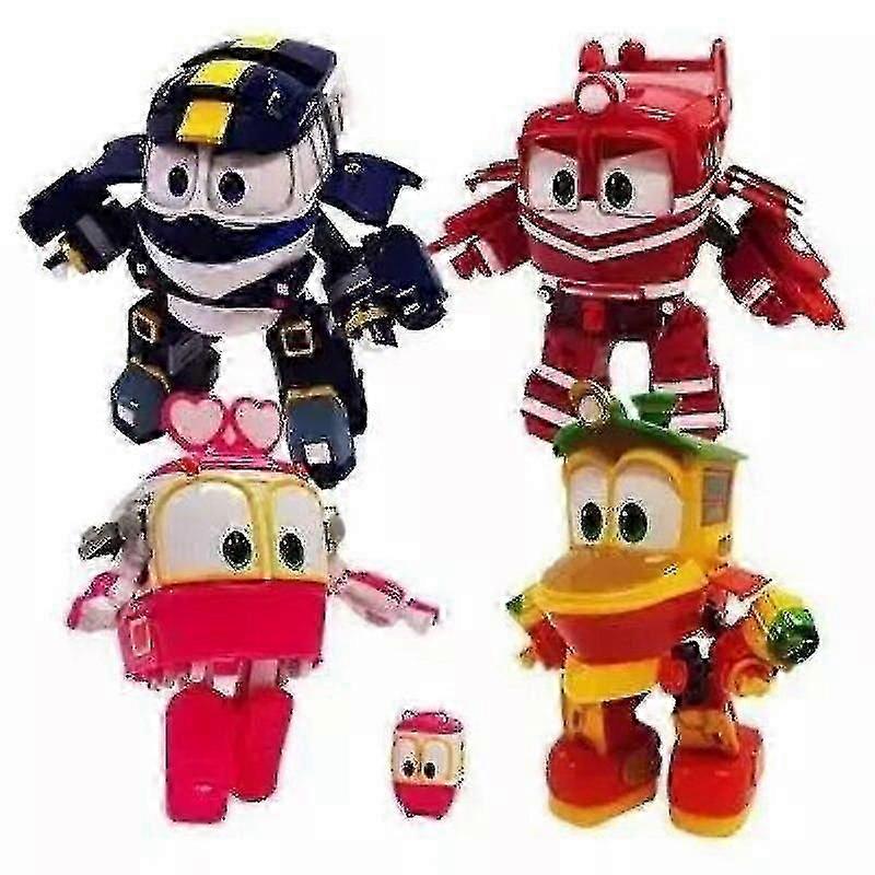 4pcs/set 8cm Robot Trains Transformation Kay Alf Dynamic Train Family Deformation Train Car Action Figure Toys Toys For Children L