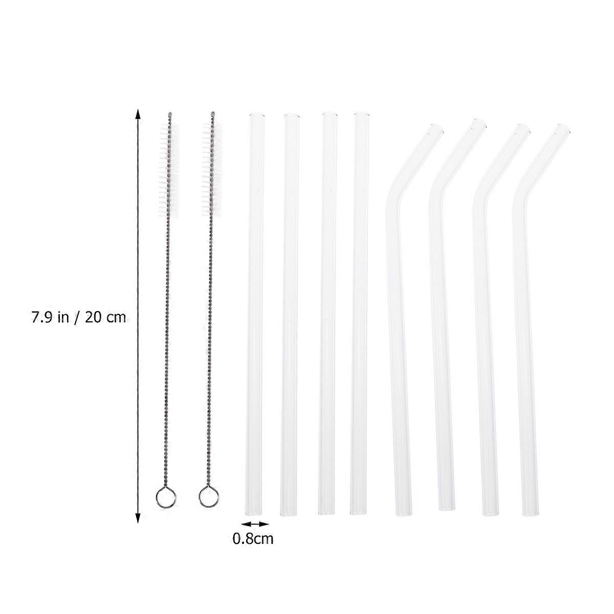 Clear Glass Straws High Borosilicate for Beverage Drinking Assorted Color Shatter-Resistant 1Set