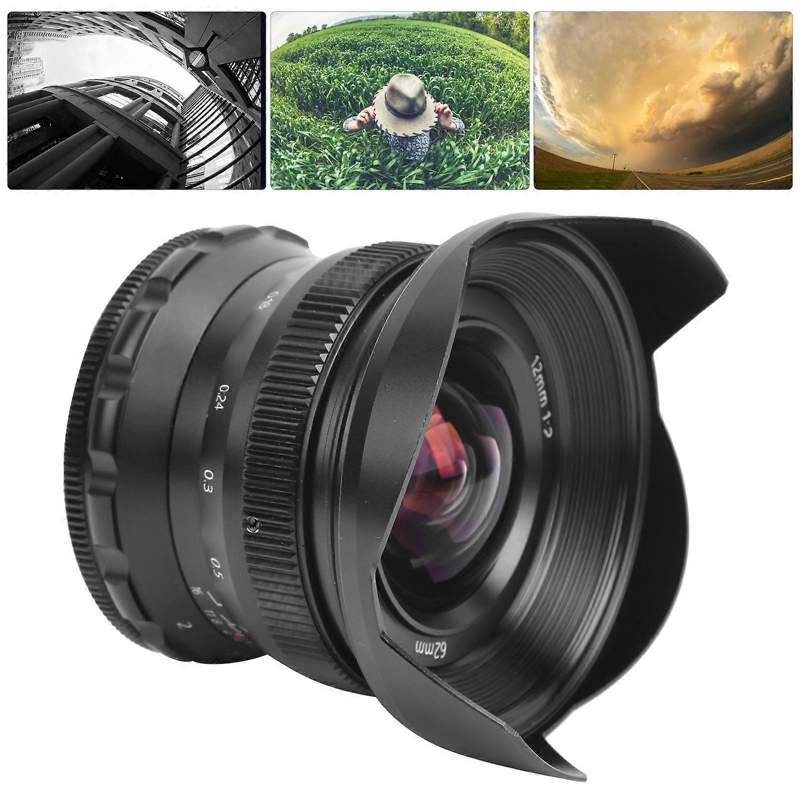 12mm F2 M4/3 Mount Wide Angle Large Aperture Fixed Focus Fisheye Scenery Lens for GH5/GM10