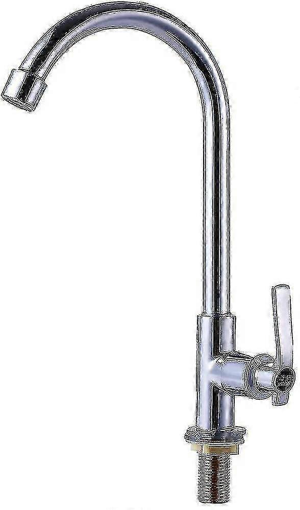 Cold Water Sink Faucet Single Handle One Hole High Arc Deck Mount Stainless Steel Bar Faucet