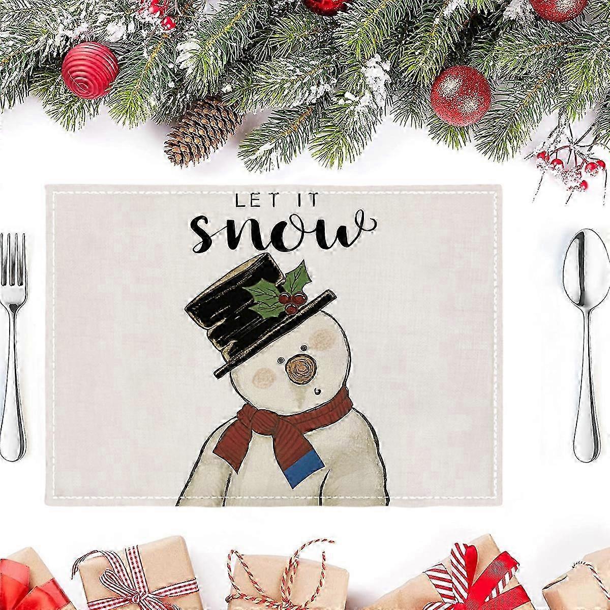 Tree Table Placemat, Red Merry Christmas Table Placemats for Dining Table, Washable Table mats for Christmas Holiday Birthday Party Decor 2025