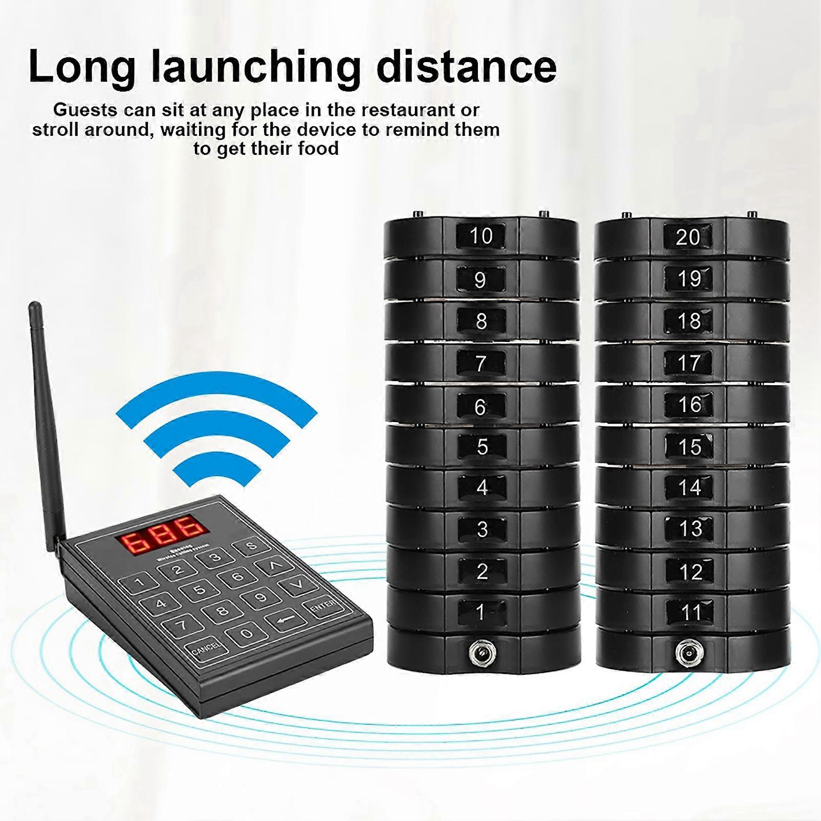 668‑S Wireless Guest Paging System, 1 Keypad + 20 Black Pagers