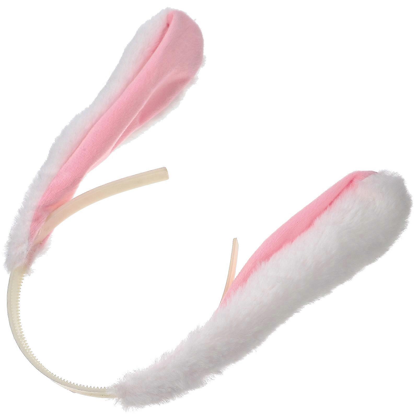 White Plush Rabbit Ear Headwear for Lovely Carnival Headdress