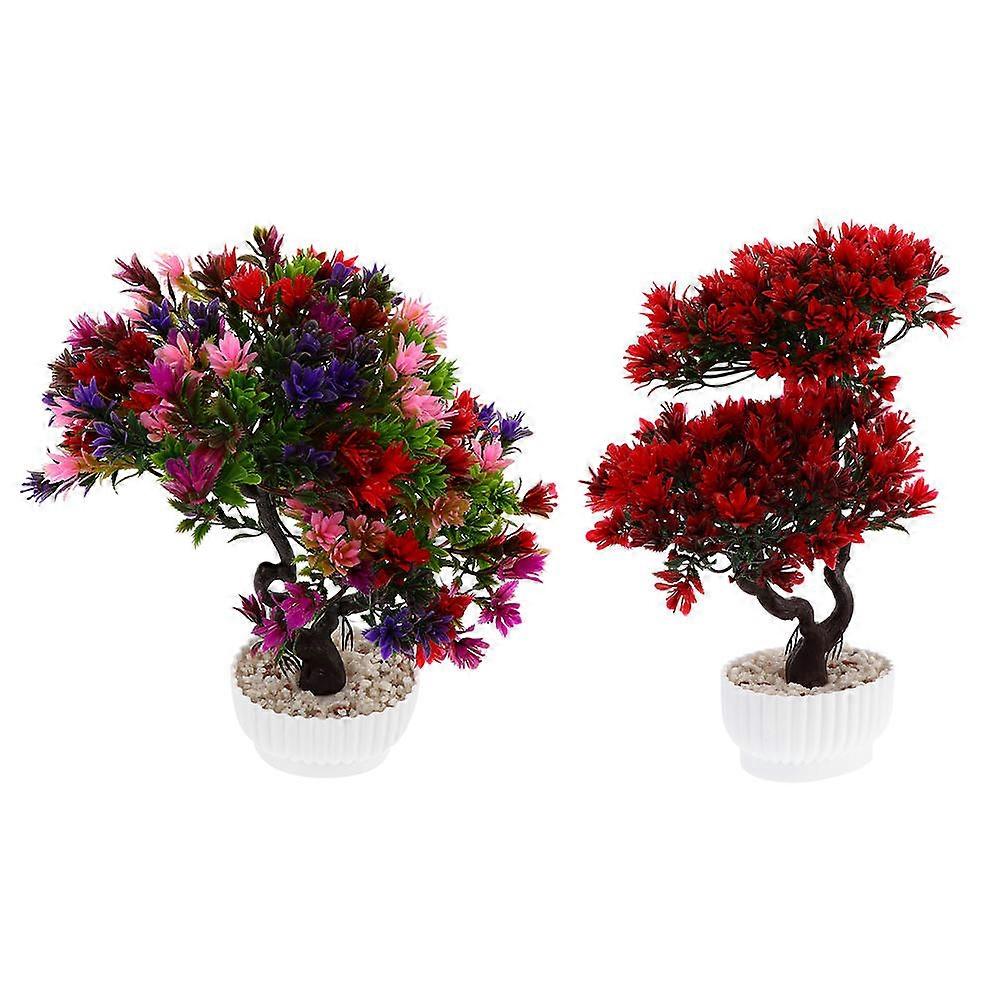 Artificial Plant Fake Greeting Pine for Decoration 2Pcs Simulation Bonsai Decor