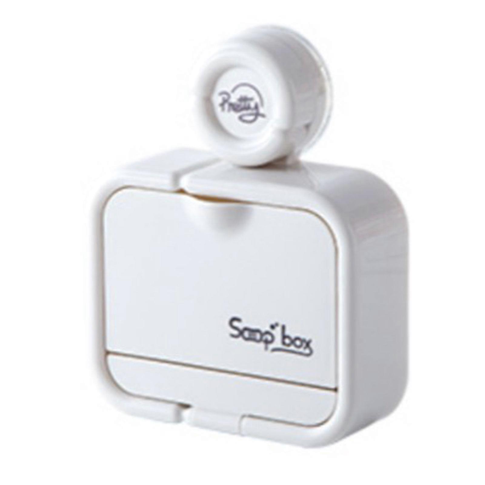 Punch-Free Suction Shower Soaps Organiser Flip Lid Dustproof Keeps Soaps Dry for Home/Travel
